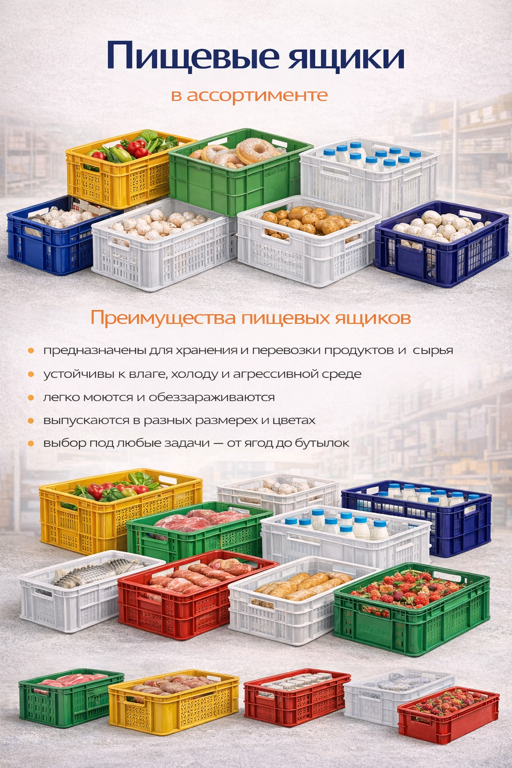 Пищевые ящики: для рыбы, мяса, курицы, овощей, фруктов и хлеба в 0FFER