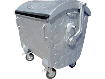 Мусорный контейнер 1 100л. на колесах с крышкой, оцинкованный, код: 39352