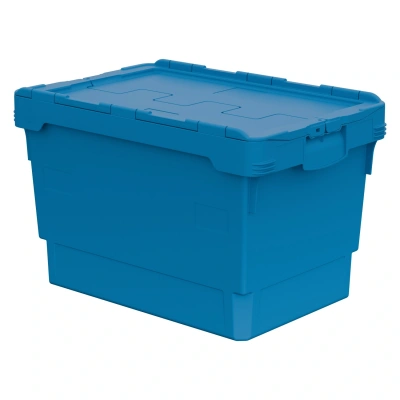 Вкладываемый контейнер INSTORE KV-6437 600х400х390 мм голубой со сплошным дном и распашной крышкой