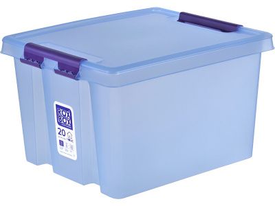 Ящик п/п 395х330х235 20л. с крышкой, на клипсах, код: 37349