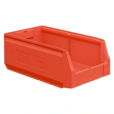 Складской лоток Logic Store 400x225x150 мм красный с наклейкой 50x70 мм сбоку