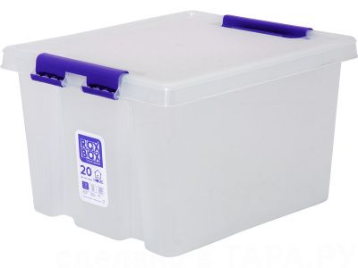 Ящик п/п 395х330х235 20л. с крышкой, на клипсах, код: 37348