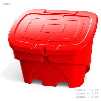 Ящик 400 л с крышкой красный