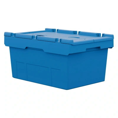 Вкладываемый контейнер INSTORE KV-6427 600х400х297 мм голубой со сплошным дном и распашной крышкой