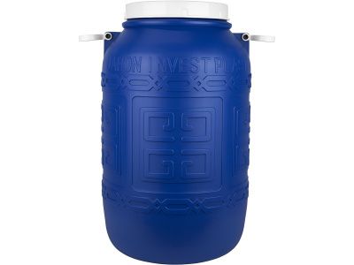 Бочка п/э 50л. круглая, с винтовой белой крышкой, без вкладыша, с белыми ручками, код: 38436
