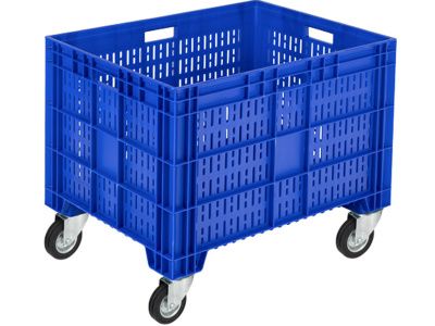 Полубокс п/э 800х600х633 перфорированный, с ручками, на колесах, код: 40548