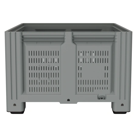 Большой контейнер 1130x1130x760 мм iBOX светло-серый c перфорированными стенками и дном, на ножках