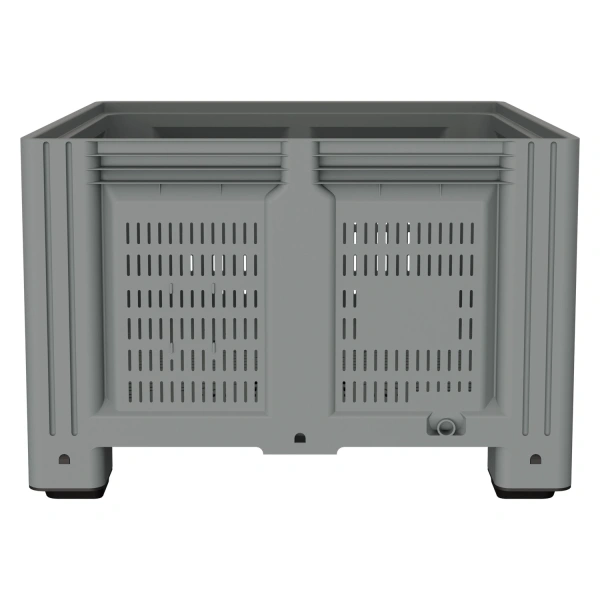 Большой контейнер 1130x1130x760 мм iBOX светло-серый c перфорированными стенками и дном, на ножках