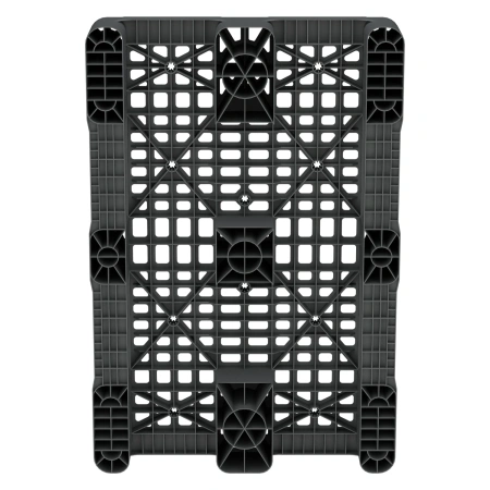 Пластиковый паллет 1200x800x150 мм серый перфорированный на 2-х полозьях с бортиком
