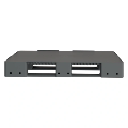 Пластиковый паллет 1200х800х150 мм серый ЭКО сплошной на 3-х полозьяx с бортиком