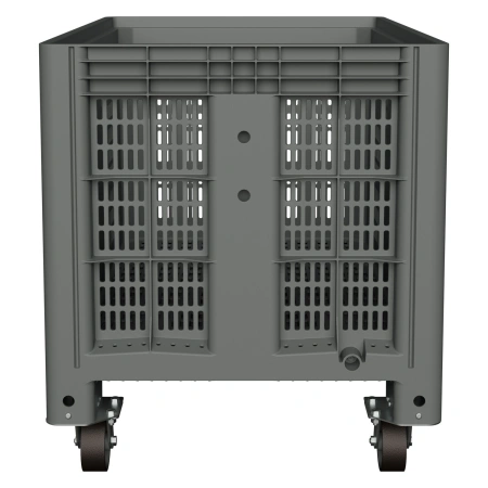 Большой контейнер 1200x800x920 мм iBOX светло-серый c перфорированными стенками и дном, на колёсах