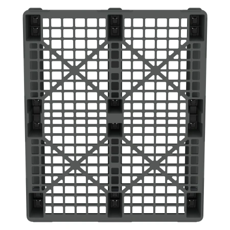 Пластиковый паллет 1200x1000x145 мм серый перфорированный на 3-х полозьях с бортиком
