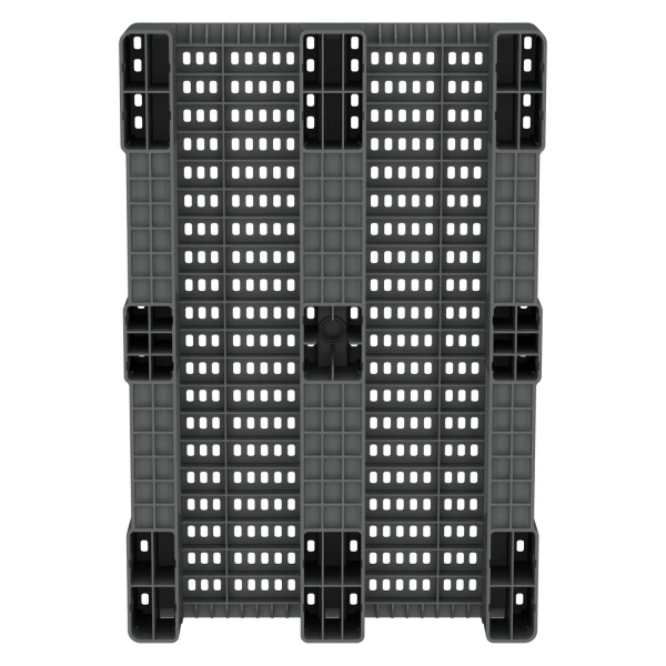 Пластиковый паллет 1200x800x150 мм серый перфорированный на 3-х полозьях без бортика