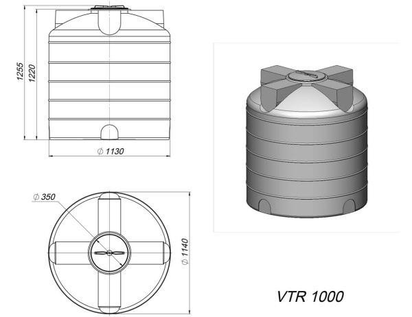 Емкость VTR 1000 белая