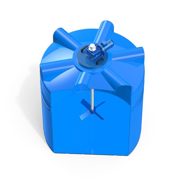 Емкость V 3000 литров с лопастной мешалкой Синяя