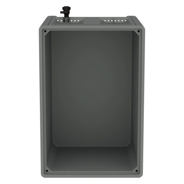Большой контейнер 1200х800х800 мм iBOX светло-серый со сплош. стенками и дном на ножках с краном 1 дюйм