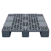 Пластиковый паллет 1200x1000x150 мм серый многооборотный перфорированный на 3-х полозьях с бортиком