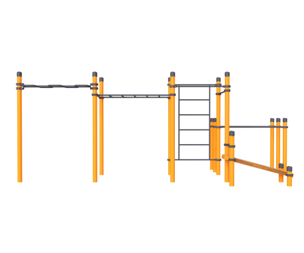 Воркаут «Комплекс рукоход, шведская стенка, 2 турника, зигзаг, двойные брусья и наклонная скамья Энтузиаст»