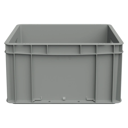Евроконтейнер ЕС-4322.3 400х300х220 мм светло-серый с усиленным дном и открытыми ручками