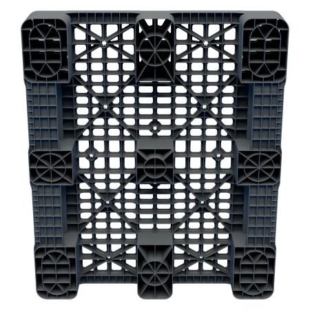 Пластиковый паллет 1200x1000x150 мм серый перфорированный на 2-х полозьях с бортиком