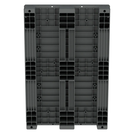 Пластиковый паллет 1200x800x160 мм серый перфорированный на 3-х полозьях с бортиком