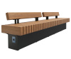 Скамейка стальная «Wood Bench» с USB-входами 3,0 м (две спинки)