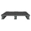 Пластиковый паллет 1200x1000x145 мм серый перфорированный на 3-х полозьях с бортиком