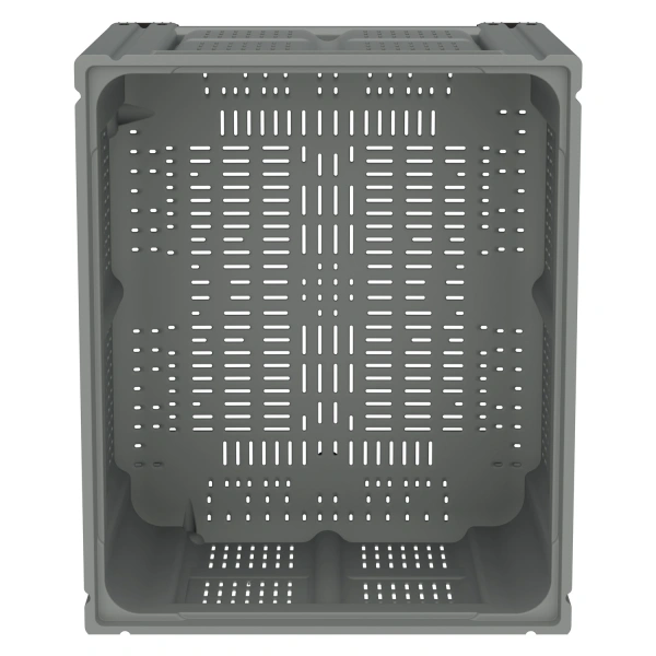 Большой контейнер 1200x1000x760 мм iBOX светло-серый c перфорированными стенками и дном, на ножках