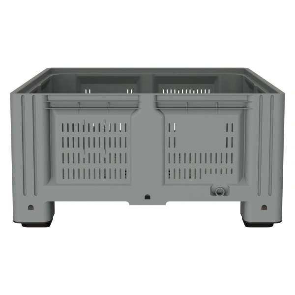 Большой контейнер 1130x1130x580 мм iBOX светло-серый c перфорированными стенками и дном, на ножках