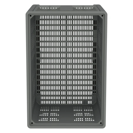 Большой контейнер 1200x800x800 мм iBOX светло-серый c перфорированными стенками и дном, на полозьях