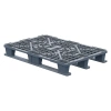 Пластиковый паллет 1200x800x150 мм серый многооборотный перфорированный на 3-х полозьях с бортиком