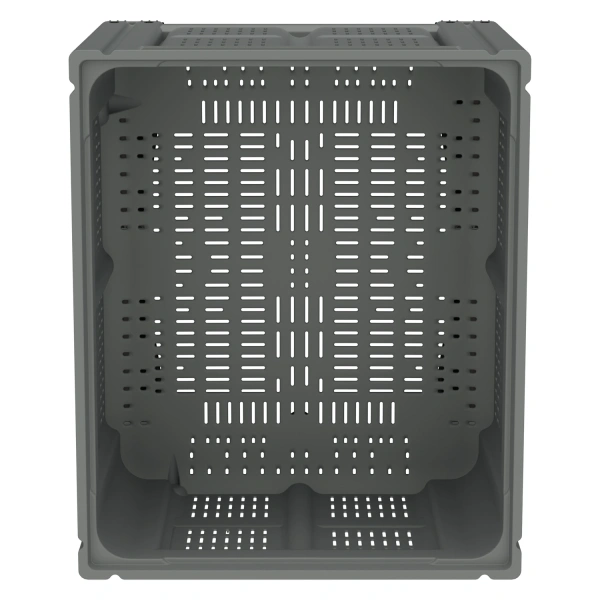 Большой контейнер 1200x1000x780 мм iBOX светло-серый c перфорированными стенками и дном, на полозьях