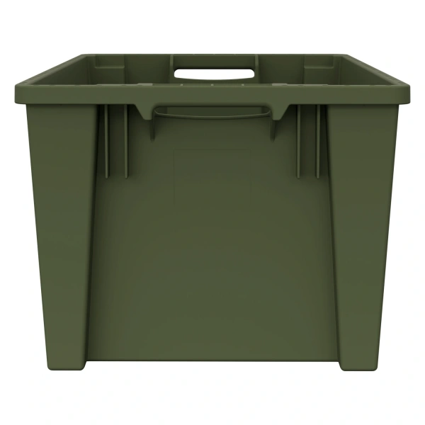 Поворотно-вкладываемый контейнер INSTORE KD-6430.2 600х400х300 мм зелёный ЭКО со сплошными стенками, дном и зацепами для пакетов