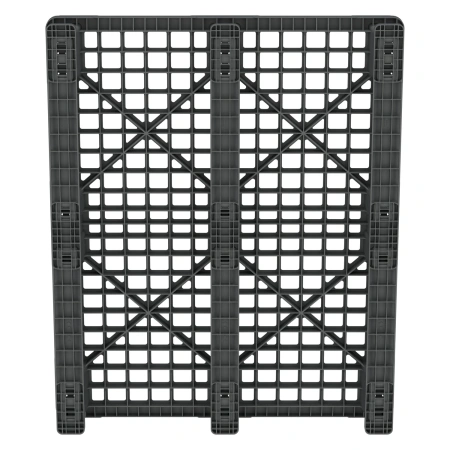 Пластиковый паллет 1200x1000x145 мм серый перфорированный на 3-х полозьях с бортиком