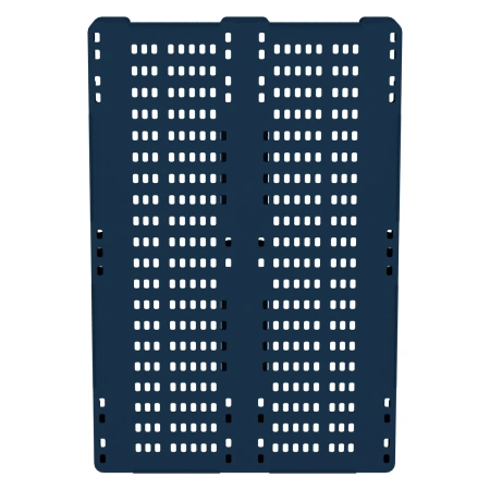 Пластиковый паллет 1200x800x150 мм синий индиго перфорированный на 3-х полозьях с бортиком