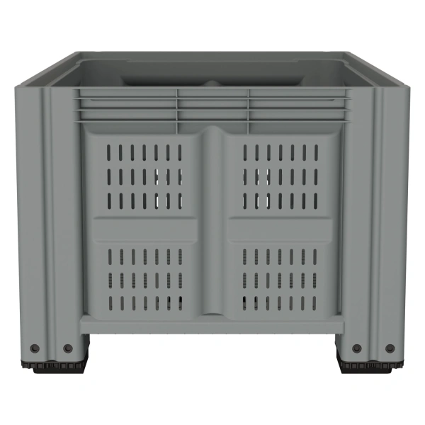Большой контейнер 1200x1000x760 мм iBOX светло-серый c перфорированными стенками и дном, на ножках