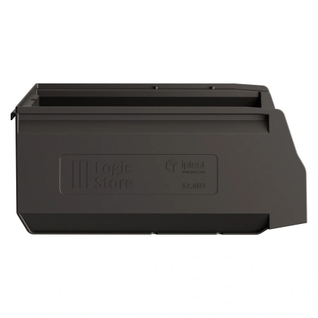 Складской лоток Logic Store 350x225x150 мм чёрный ЭКО с отверстиями для продольной перегородки