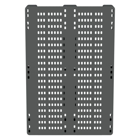 Пластиковый паллет 1200x800x150 мм серый перфорированный на 3-х полозьях без бортика