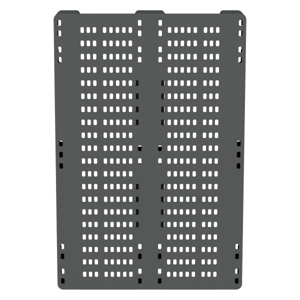 Пластиковый паллет 1200x800x150 мм серый перфорированный на 3-х полозьях без бортика
