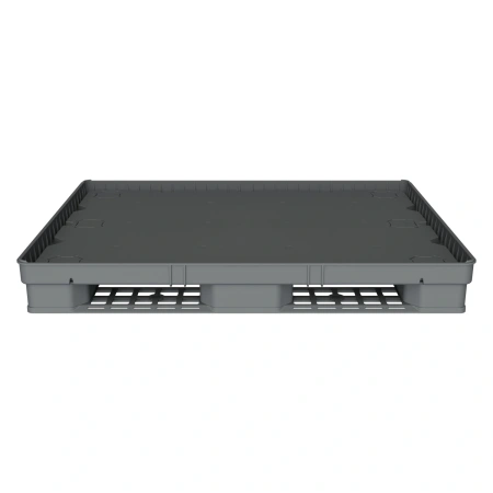 Пластиковый паллет 1470x1140x180 мм серый сплошной на 3-х полозьях