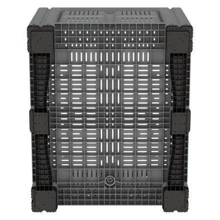 Большой контейнер 1200x1000x780 мм iBOX светло-серый c перфорированными стенками и дном, на полозьях