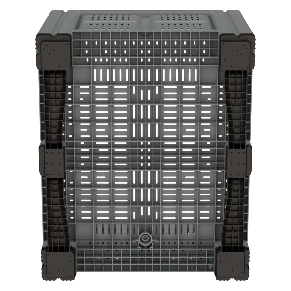 Большой контейнер 1200x1000x780 мм iBOX светло-серый c перфорированными стенками и дном, на полозьях