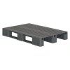 Пластиковый паллет 1200x800x150 мм серый перфорированный на 3-х полозьях без бортика