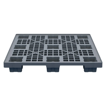Пластиковый паллет 1100x1100x140 мм серый перфорированный на ножках с бортиком