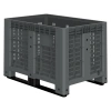 Большой контейнер 1200x800x800 мм iBOX серый c перфорированными стенками и дном, на полозьях
