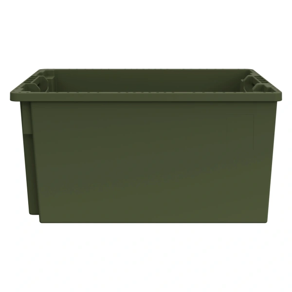 Поворотно-вкладываемый контейнер INSTORE KD-6430.2 600х400х300 мм зелёный ЭКО со сплошными стенками, дном и зацепами для пакетов