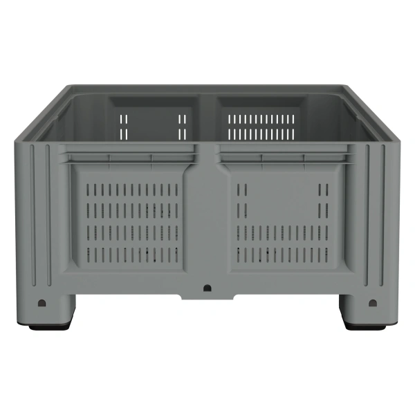 Большой контейнер 1130x1130x580 мм iBOX светло-серый c перфорированными стенками и дном, на ножках