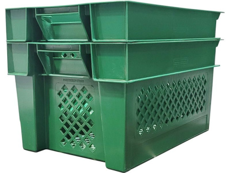 Ящик перфорированный 600×400×300, арт.: 108, объём 50, зелёный, код: 18309