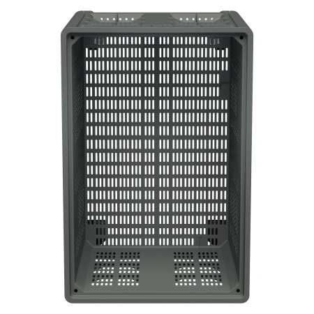 Большой контейнер 1200x800x920 мм iBOX светло-серый c перфорированными стенками и дном, на колёсах
