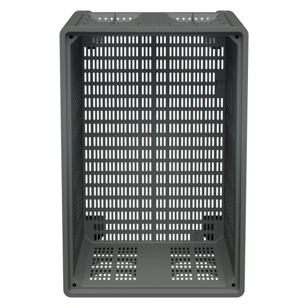 Большой контейнер 1200x800x920 мм iBOX светло-серый c перфорированными стенками и дном, на колёсах